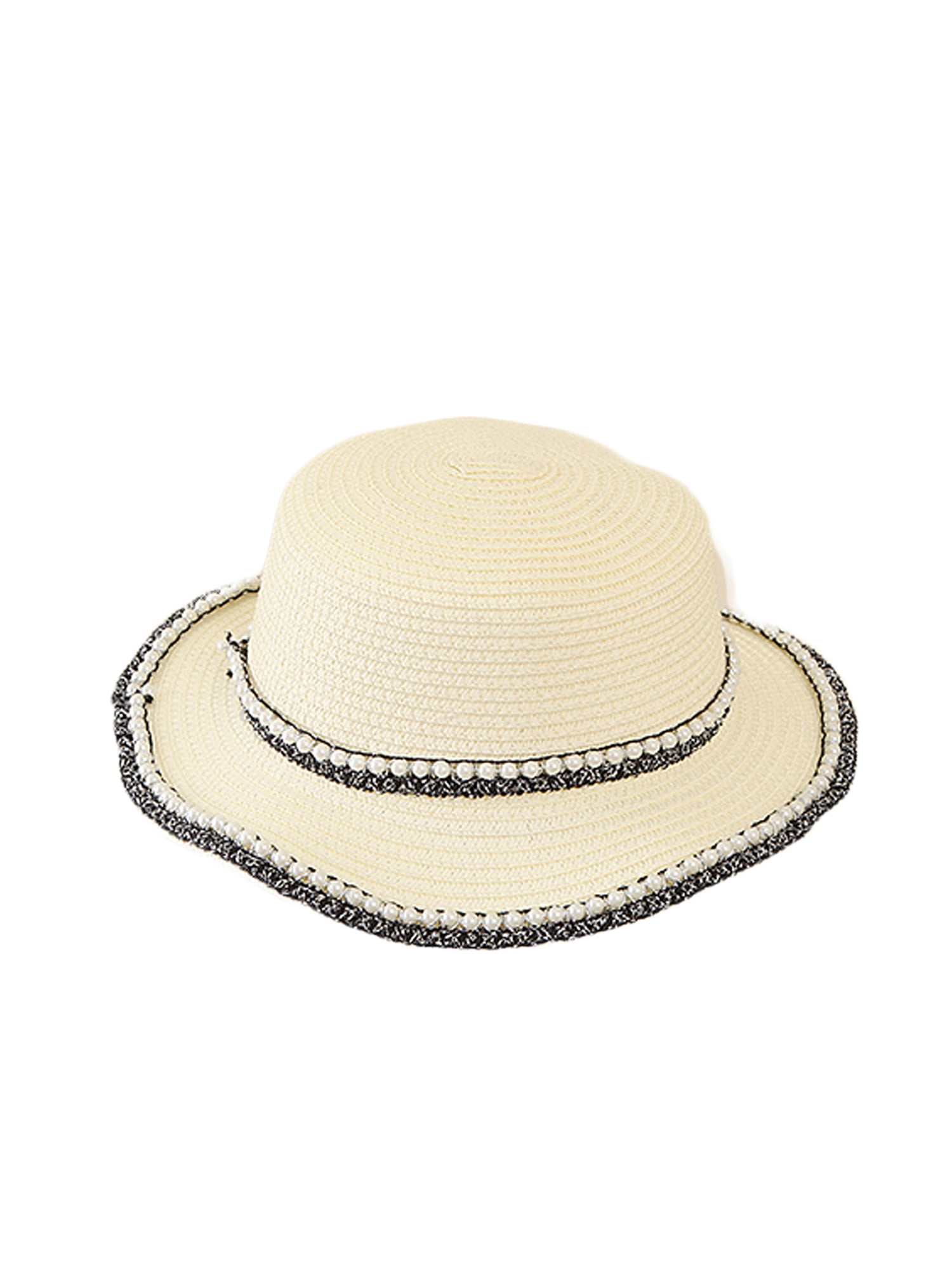 Gueuusu Boater Hats for Men Women Straw Skimmer Hat Wide Brim 1920s Roaring 20's Halloween Christmas Costume, Adult Unisex, Size: One size, White