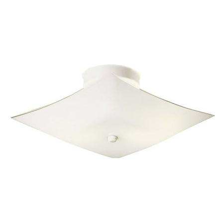 Design House 501353 2 Light Square Glass Flush Mount Ceiling Light 13 5 Inch Frosted White Glass White Finish