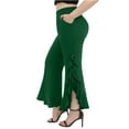 thumbnail image 2 of Ltctricy Women's Vintage Flared Leggings Casual High Waisted Tie Side Ruffle Workout Yoga Pants Gothic Bell Bottoms(Green,X-Large), 2 of 7