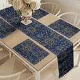 thumbnail image 2 of Ambesonne Sun Table Runner & Placemats, Vintage Doodle Style Star, Placemat 4 pcs + Runner 14"x90", Navy Blue Marigold, 2 of 2