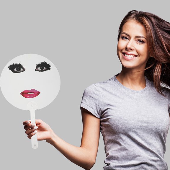 FOMIYES 10Pcs Round Clear Handheld Fans with Funny Lip Design for Portable Cooling and Party Decor