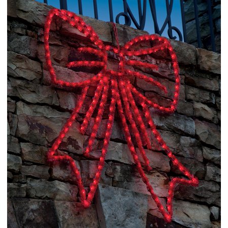 19 Lighted Red Wire Frame Bow Silhouette Hanging Christmas 19 Lighted Red Wire Frame Bow Silhouette Hanging Christmas Decoration