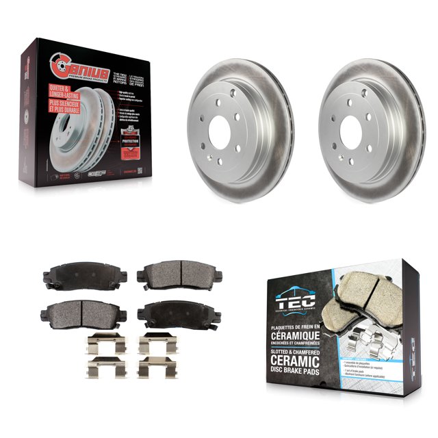 Transit Auto Rear Coated Disc Brake Rotors and Ceramic Pads Kit for Car GMC Acadia Buick Enclave Chevrolet Traverse Saturn Outlook Limited KGT-101313