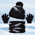 thumbnail image 2 of Children Winter Hats Winter Hat Scarf & Gloves Set Knit Hat 2 8 Year Olds Kids Knitted Beanie for Baby Boys,2-8 Years,A93-Black, 2 of 9