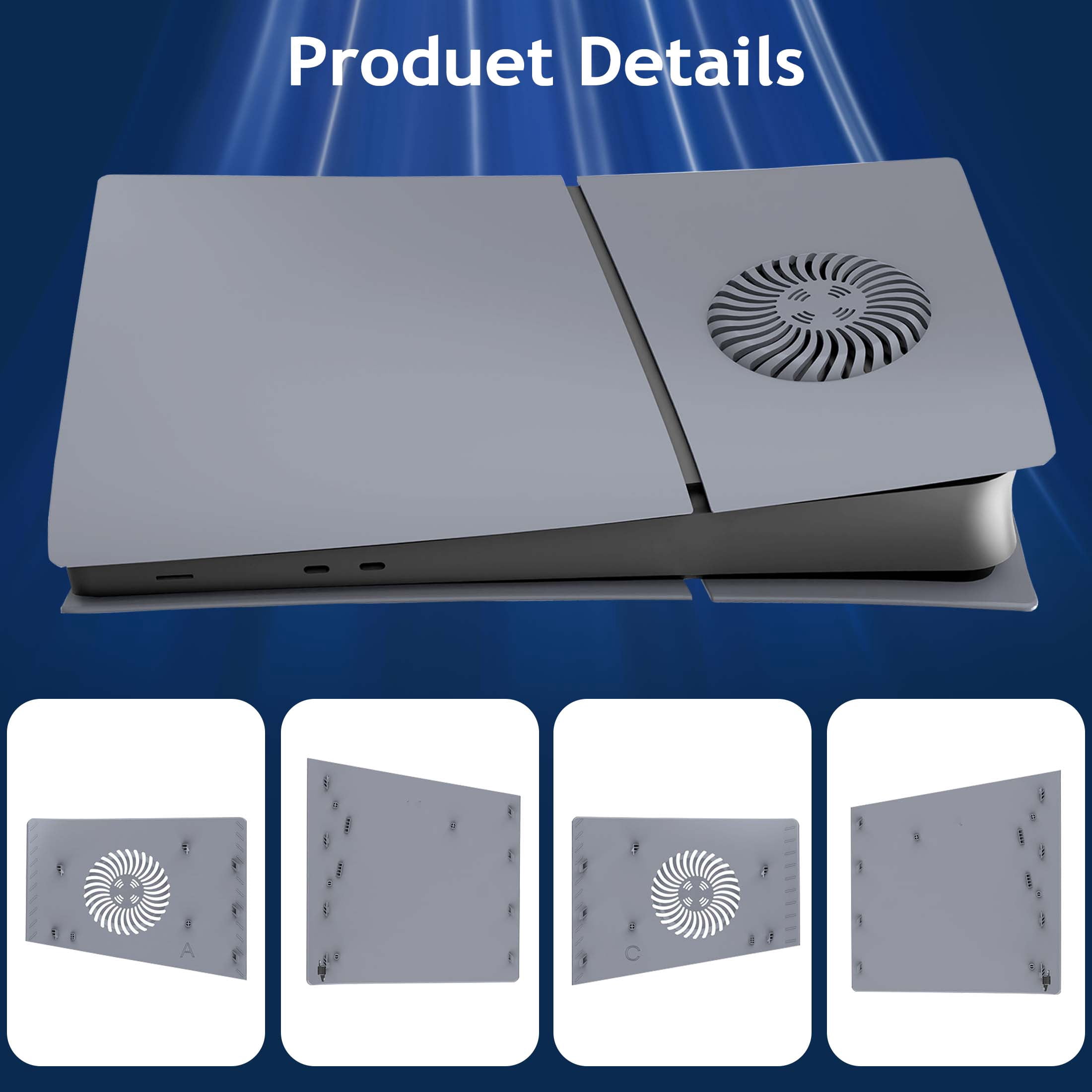 Faceplate for PS5 Slim Digital Edition with Cooling Vents Face Plate Console Cover, 30th Anniversary Grey
