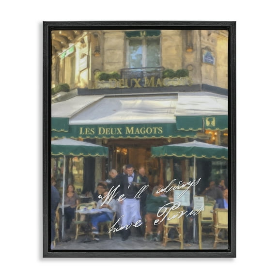 Stupell Industries Always Have Paris Bistro Buildings & Architecture Painting Black Floater Framed Canvas Art Print Wall Art, 17 x 21
