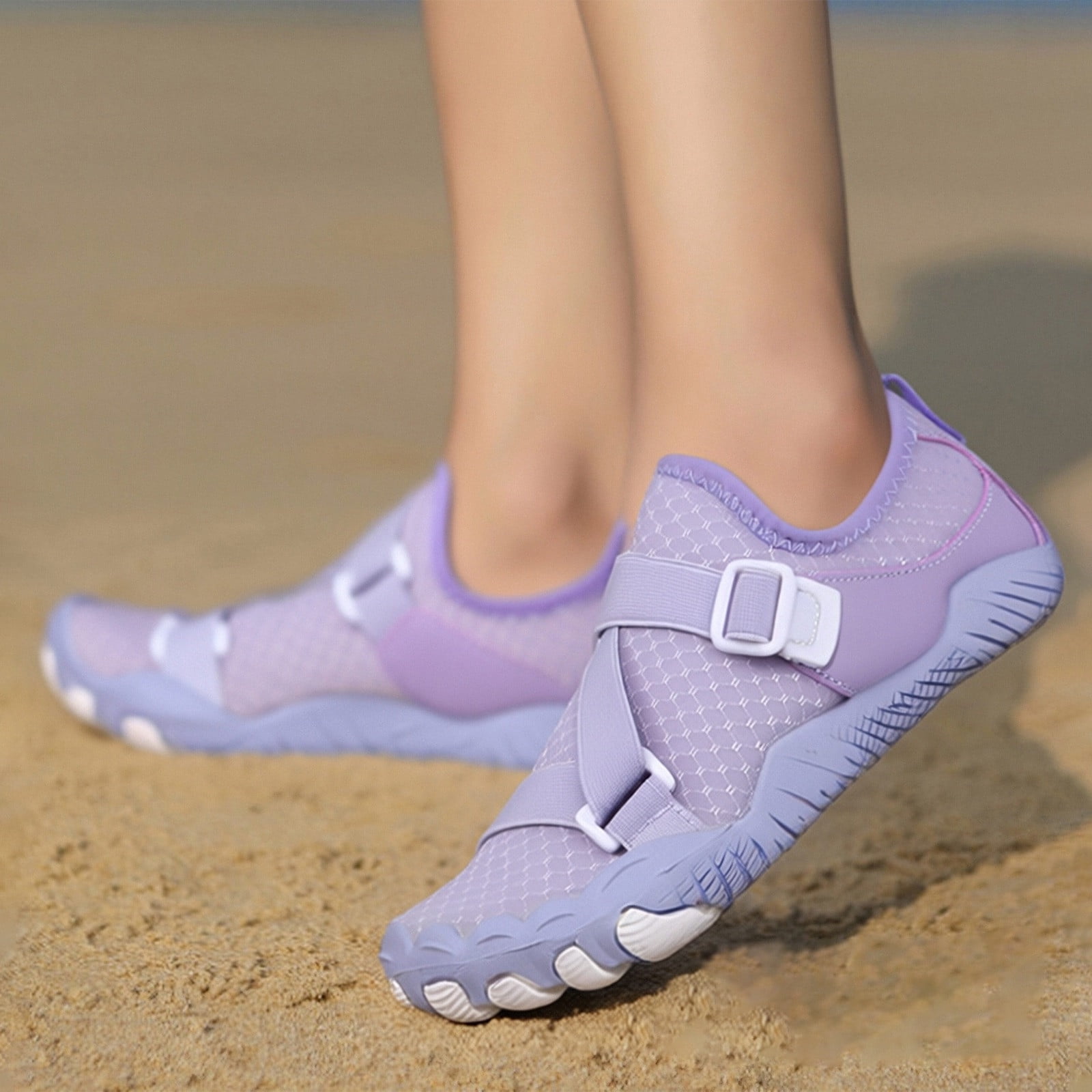 Water Shoes for Women Men Barefoot Aqua Yoga Socks Quick Dry Lightweight Beach Surfing Outdoor Sports On Wading Shoes Light Purple 37