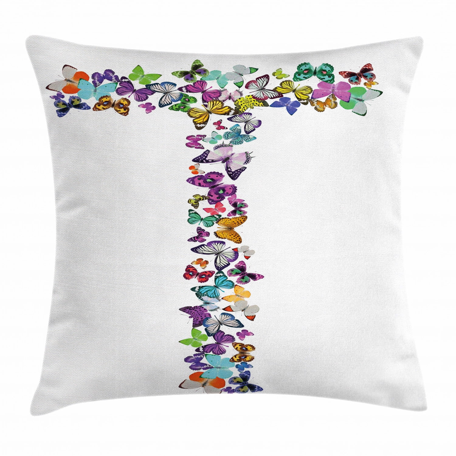 Letter T Throw Pillow Cushion Cover, Language of the Springtime Themed