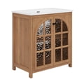 thumbnail image 3 of Christopher Knight Home 31" Farmhouse Bathroom Vanity, Vintage MDF Cabinet with Ceramic Sink, Antique Natural, 3 of 10