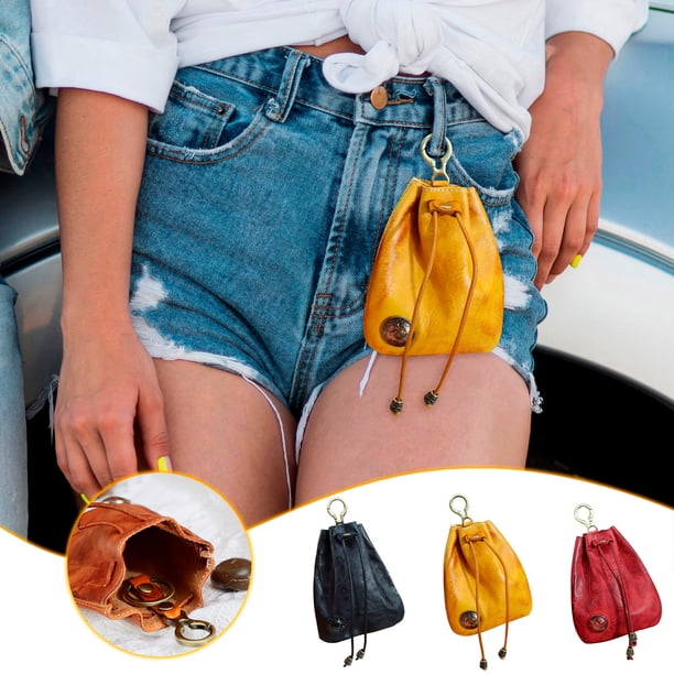 Cartera de bolsa vintage de cuero de vaca | Titular de la Clave Femenina | Bolsillo multifuncional para llaves, tarjetas de crédito, joyería, cosméticos | Moda clásica | Colores Antiguos | Cuero