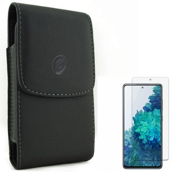 Case Belt Clip w Screen Protector for Samsung Galaxy S20 Fan Edition - Leather Holster Cover Pouch, Anti-Glare Tempered Glass Matte Anti-Fingerprint L3Y fits Samsung Galaxy S20 Fan Edition