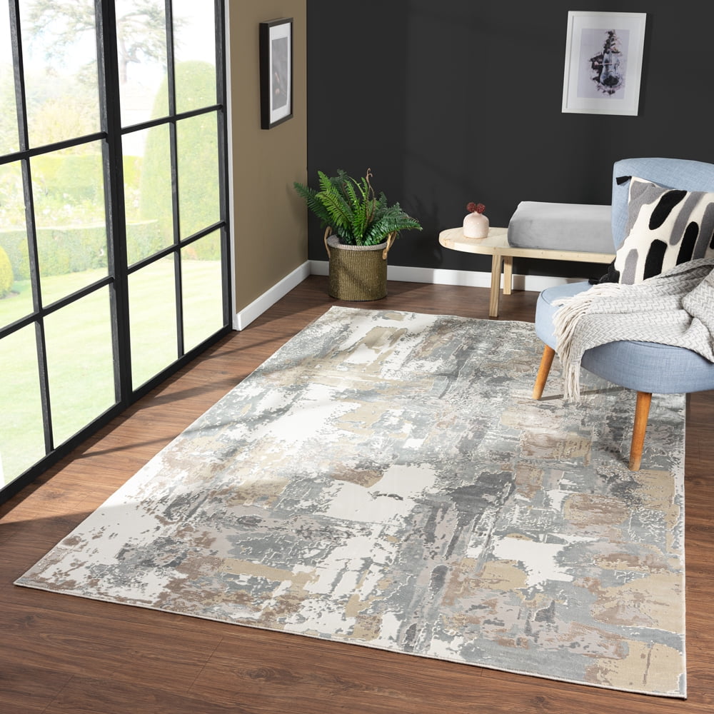 Harlow Hill Cherry Abstract Modern/Contemporary Luxelon Blend Indoor Area Rug, 2' x 3'