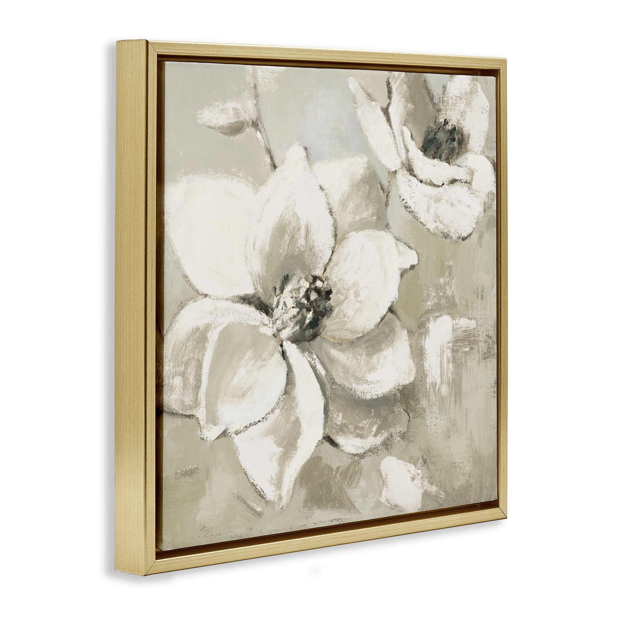 Stupell Industries Magnolias After Rain Gold Framed Floater Canvas Wall Art, design by Lanie Loreth