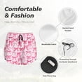 thumbnail image 4 of Balery Pink bows Pantalones cortos deportivos para mujer con forro y dos bolsillos, elásticos, para entrenamiento, gimnasio, yoga-Small, 4 of 7