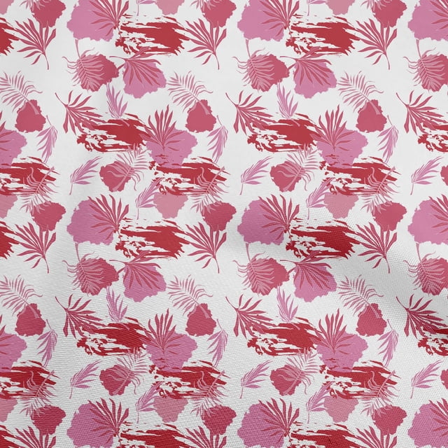 oneOone Rayon Pink Fabric Leaf With Abstract Texture Sewing Material Print Fabric By The Yard 56 Inch Wide