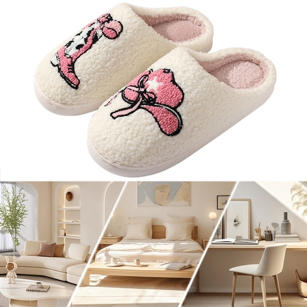 Zapatos Cálidos Sin Cordones para Casa Pantuflas Felpa Dibujos Animados Cómodos Y Lindos Hombres Mujeres