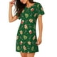 thumbnail image 2 of Easygdp green Christmas Element Camisón de manga corta para mujer, informal, estampado, 2 of 6