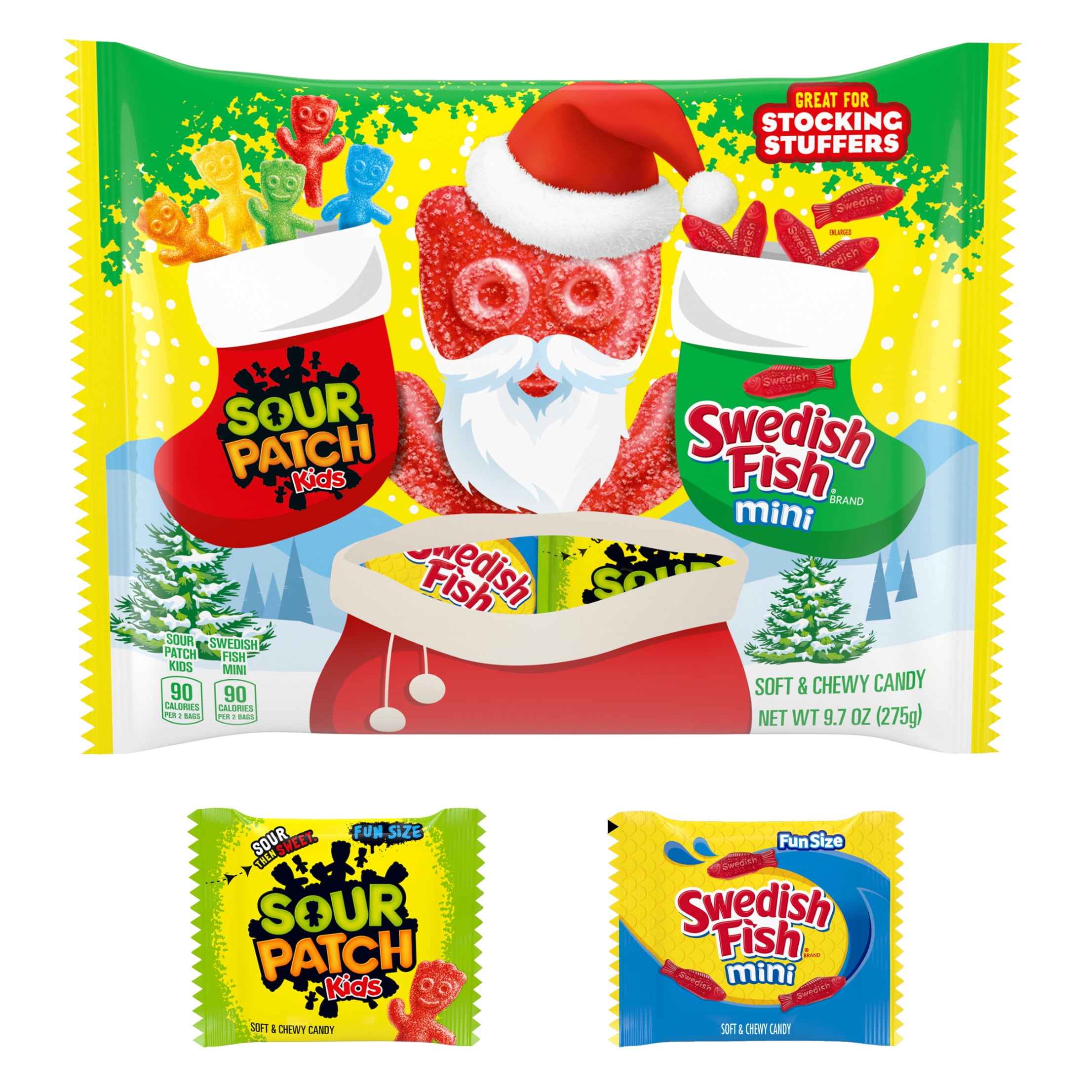 (2 pack) SOUR PATCH KIDS and SWEDISH FISH Mini Holiday Candy Variety Pack, 22 Snack Packs
