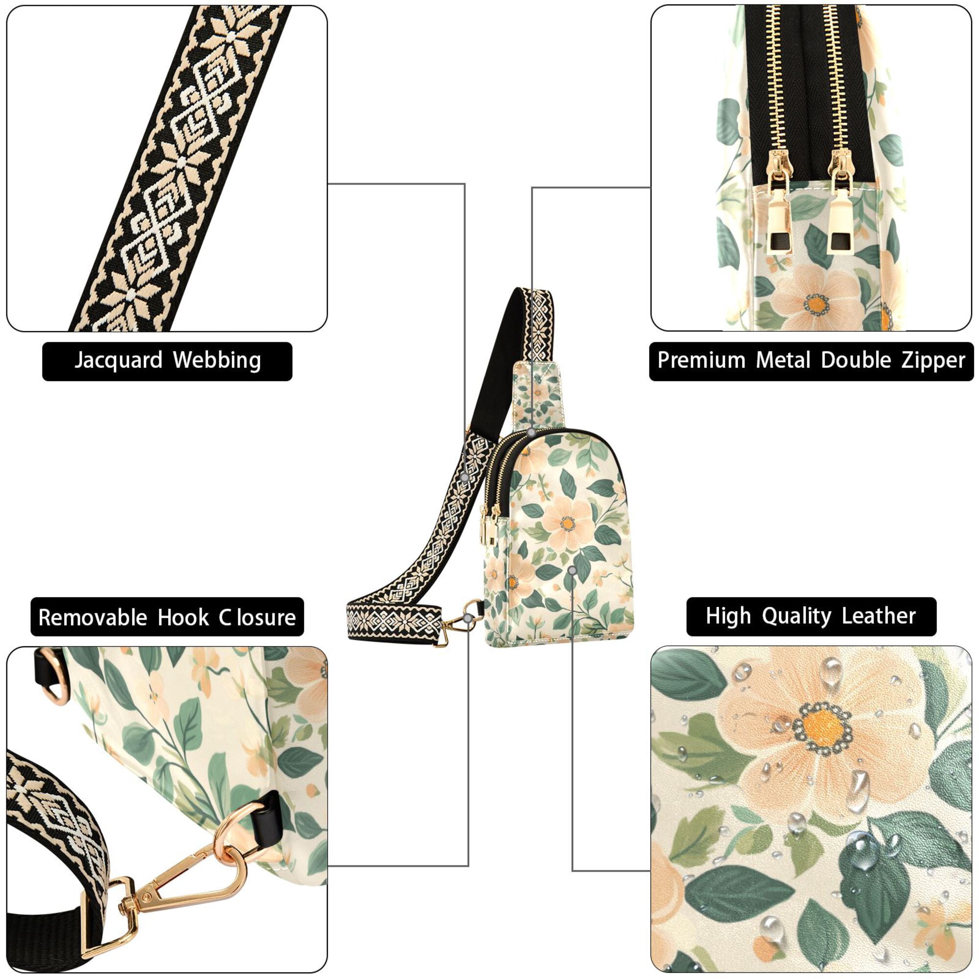 FORMRS Womens Crossbody Sling Bag Travel Daypack Shoulder Chest Backpack, Floral Design