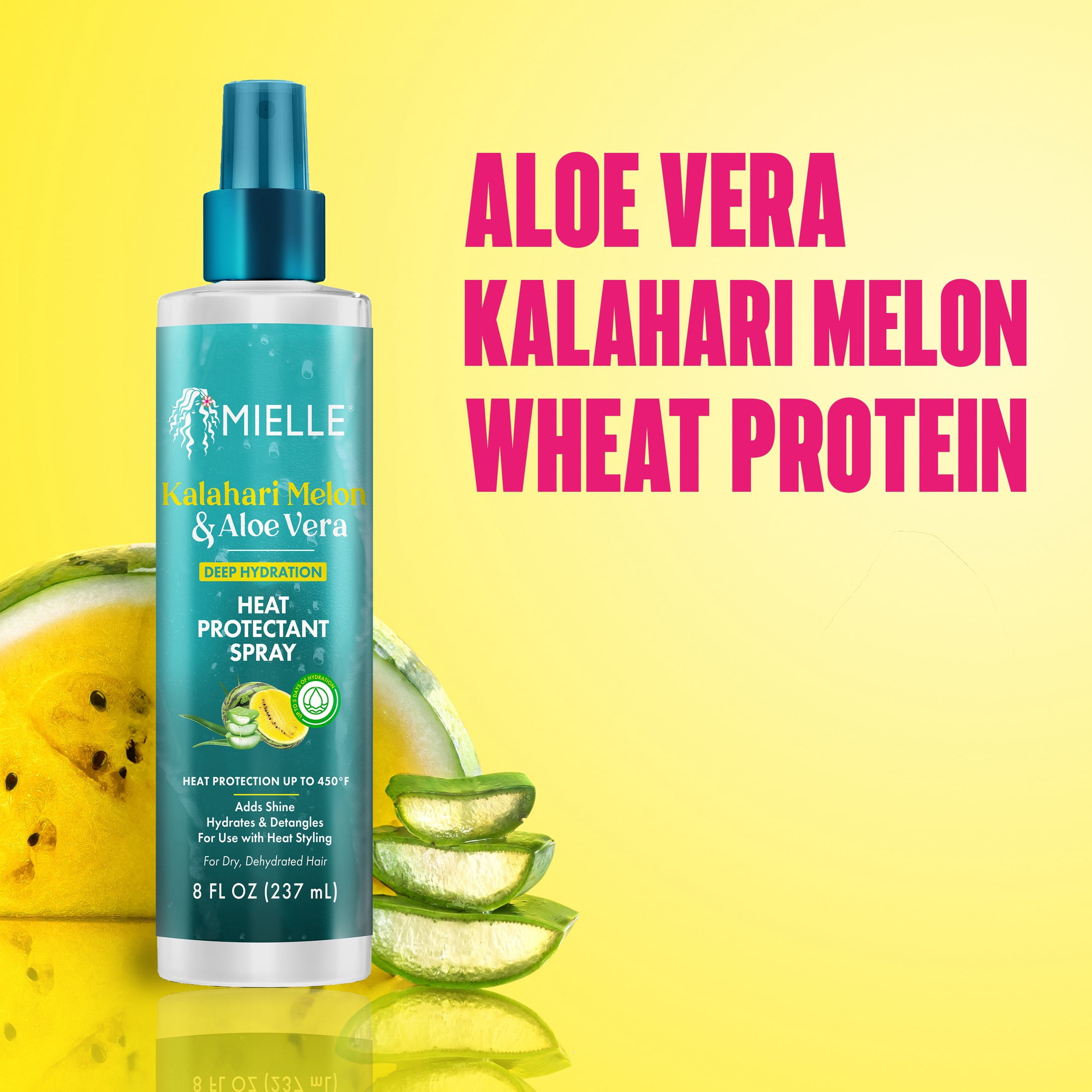 Mielle Kalahari Melon and Aloe Vera Deep Hydration Heat Protectant Spray -  8 fl oz