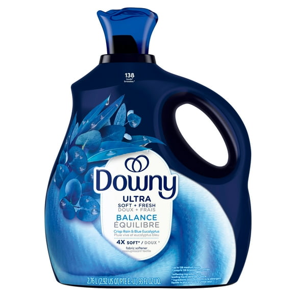 Downy Ultra Soft Plus Fresh Fabric Softener Liquid, Balance, Crisp Rain & Blue Eucalyptus, Downy Fabric Softener, Laundry Softener, 2.76L