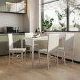 thumbnail image 3 of Modern Dining Set for 4, 5-Piece Dining Table and Chairs Set, 1 Table with Marble Top, 4 Leather Chairs for Kitchen Dining Room Living Room, White, 3 of 11
