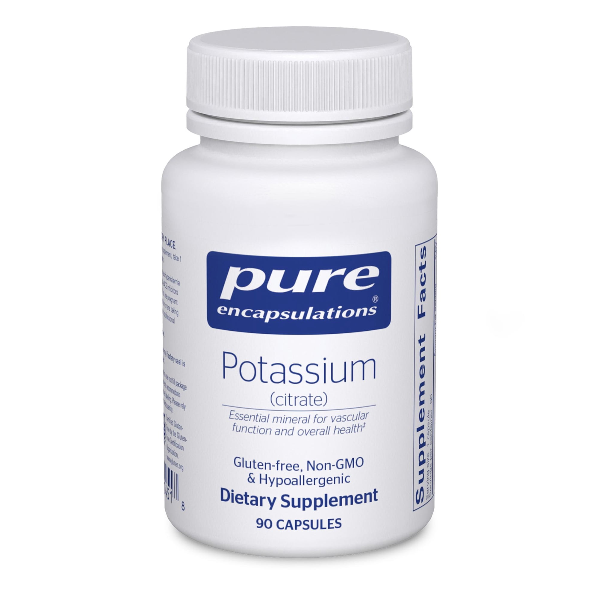 Pure Encapsulations Potassium (Citrate) - Essential Electrolyte Supplement to Support Nerve & Muscle Function, Adrenals, Hormones, Heart Health & Energy* - Potassium Citrate Capsule - 90 Capsules