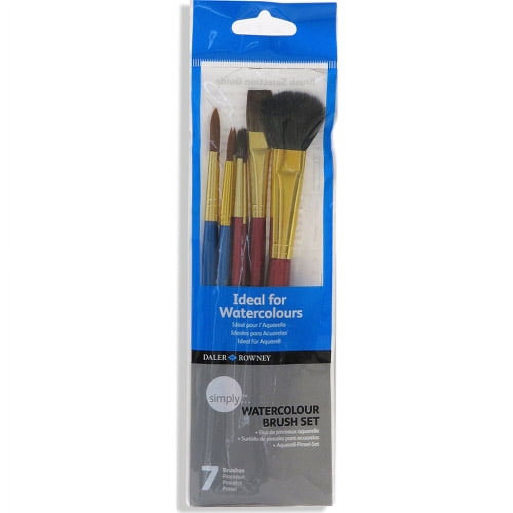 Daler-Rowney Simply Watercolor Paint Brush Set, Natural Hair, 7 Piece