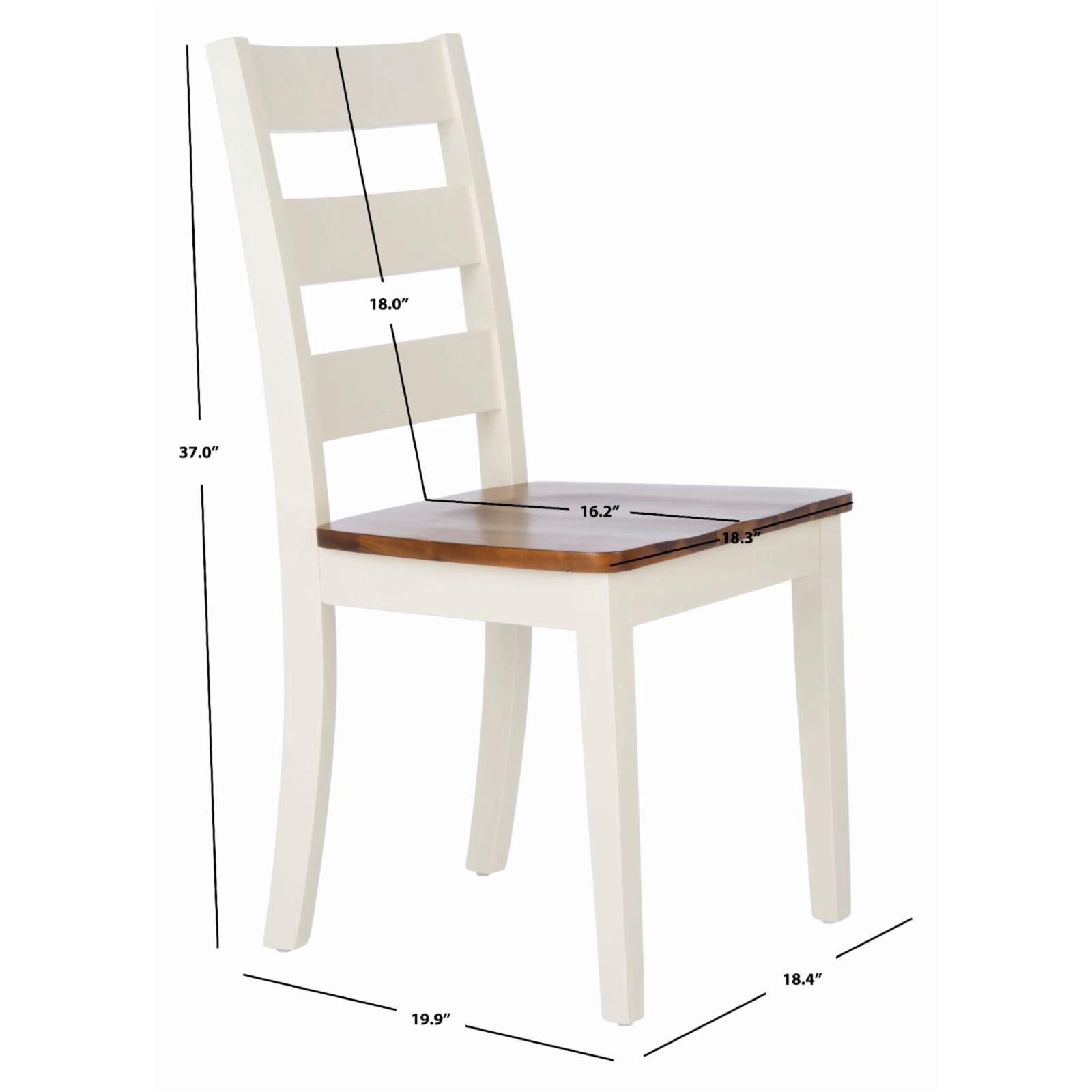 SAFAVIEH Silio Ladder Back Dining Chair, Set of 2, White/Light Brown