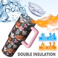thumbnail image 5 of Floral 40oz Tumbler– Stainless Steel Insulated Tumbler with Handle and Straw, Large Capacity Travel Cup for Hot & Cold Drinks,Thanksgiving,Christmas, Spring,Flower, 5 of 6
