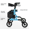 thumbnail image 5 of WalkMate Rollator Walker for Seniors with Cup Holder, Upgraded Thumb Press Button for Height Adjustment, 8" Wheels Folding Lightweight Walking Aid with Seat Padded Backrest, Blue, 5 of 10