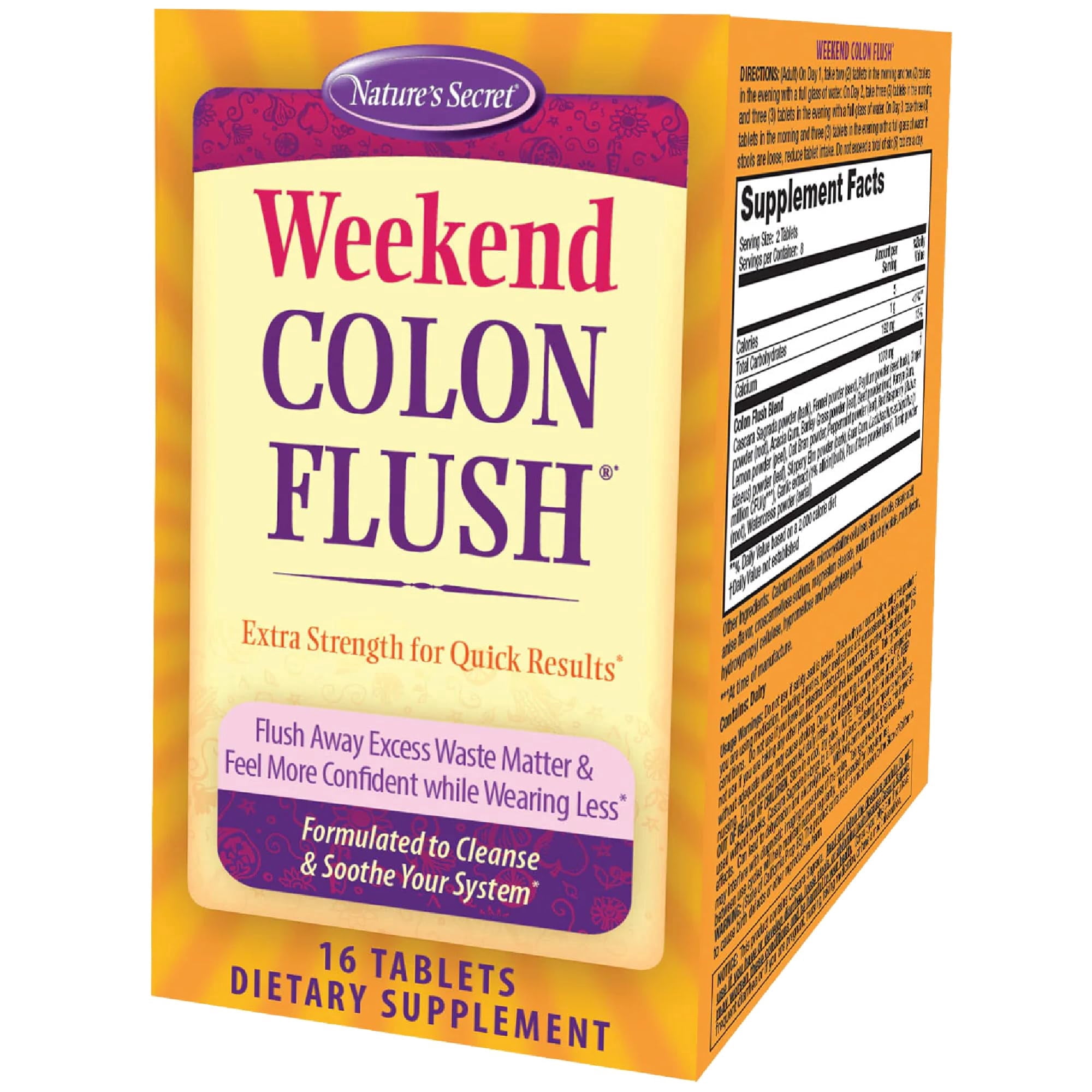 Nature's Secret Weekend Colon Flush Gentle 2-Day Cleanse 16 Tablets