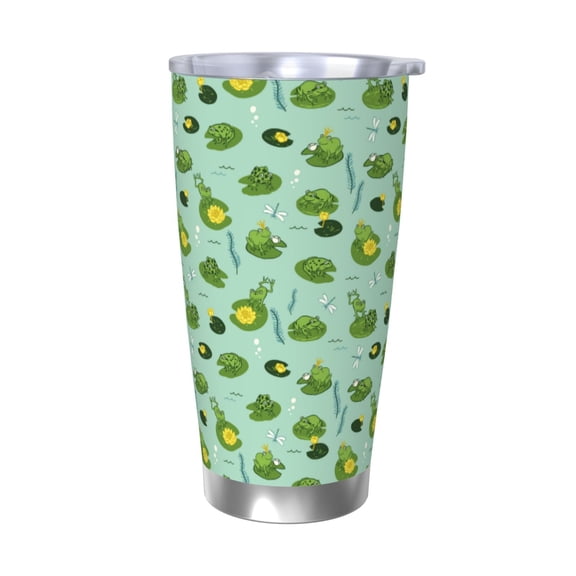 Logiee Froggs In The Lake Print 20OZ Car Cup with Lid, Stainless Steel Vacuum Insulated Double Wall Travel Tumbler, Durable Insulated Coffee Mug,Thermal Cup with Straw-Without Straw
