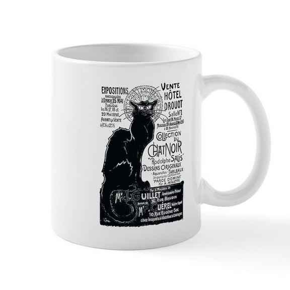 CafePress - Chat Noir Cat Mug - 11 oz Ceramic Mug - Novelty Coffee Tea Cup