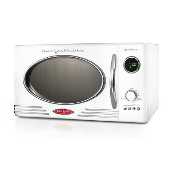 Nostalgia Retro Microwave for Countertop 0.9 cu ft Vintage Microwave, White