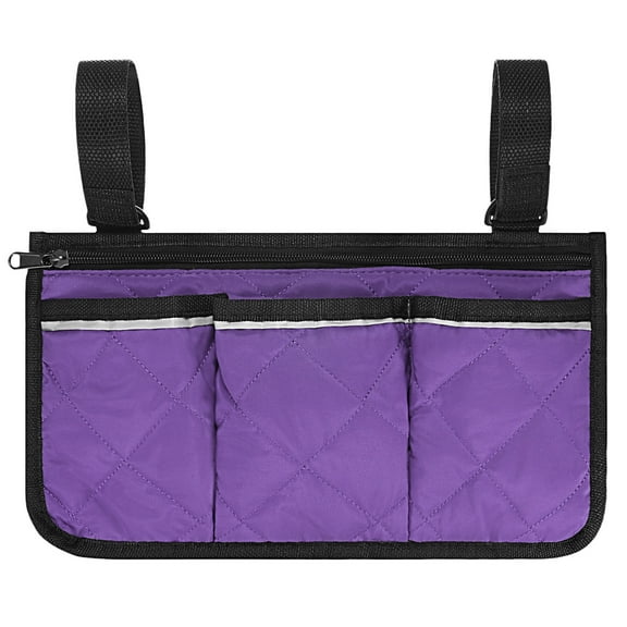 Uxcell Beach Chair Armrest Bag [1-Pack] - Waterproof Polyester Adjustable Straps Reflective Strip Beach [Purple]