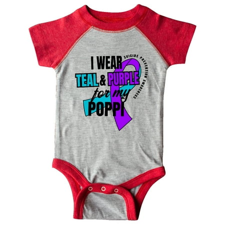 

Inktastic Suicide Prevention I Wear Teal and Purple for My Poppi Gift Baby Boy or Baby Girl Bodysuit