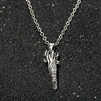 Anime Death Note L Pendant Necklace Chrome Beaded Silver Chain