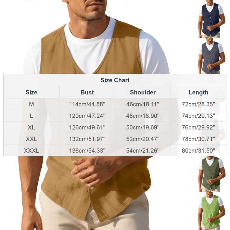 Men's Business Casual Linen Vest Lightweight Breathable Sleeveless