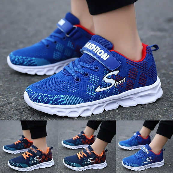RTKFRFLM Boys Classic Athletic Sneakers Comfortable Lightweight Casual Sport Shoes Dark Blue 7-8 Years