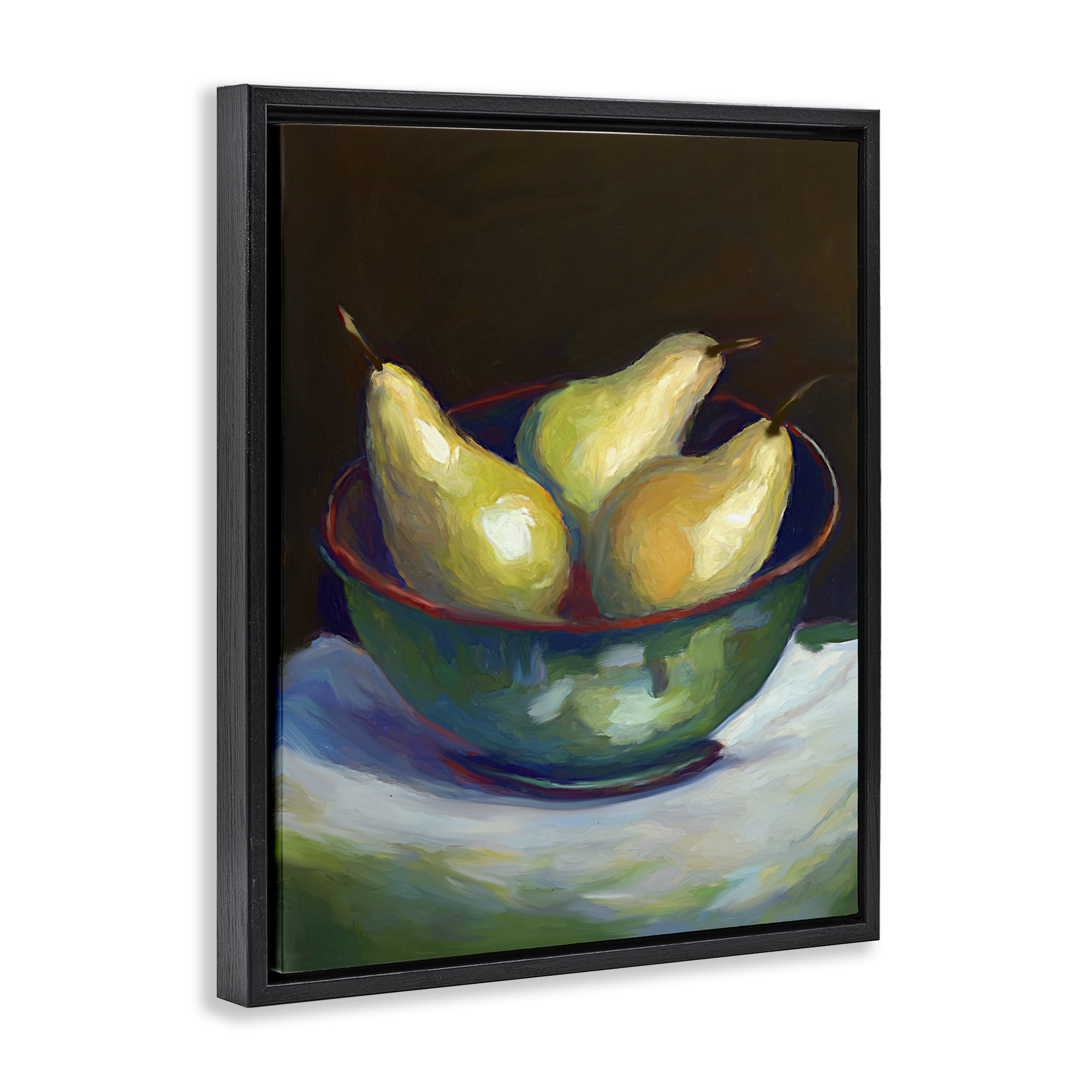 Stupell Industries Traditional Pear Bowl Food & Beverage Painting Black Floater Framed Art Print Wall Art, 25 x 31