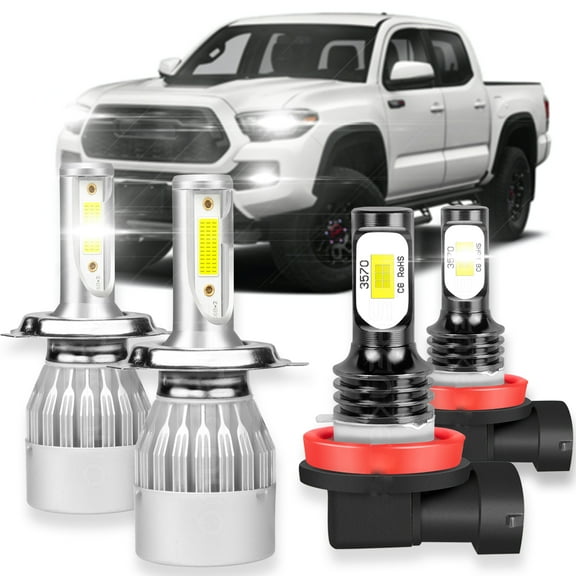 For 2012-2015 Toyota Tacoma LED Headlight Kit 6000K White High/Low Beam   Fog Light Bulbs 4pc