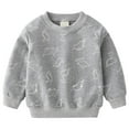 thumbnail image 2 of Tfken Teen Boys Tops Size 3-4 Years Dinosaur Print Long Sleeve T-Shirts Fall Trendy Crew Neck Grey Tee, 2 of 3