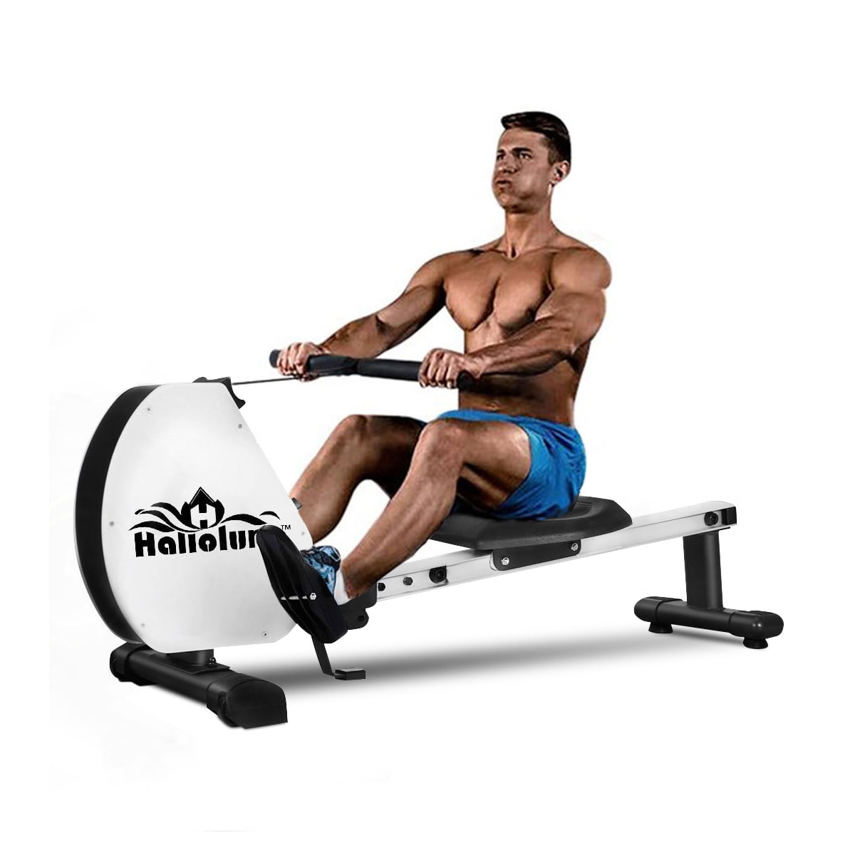 Hallolure Foldable Rowing Machine Portable 8 Level Adjustable Resistance Magnetic Rower Machine With Aluminum Rail Lcd Monitor For Strength Training Exercise 265lbs Capacity Walmart Com