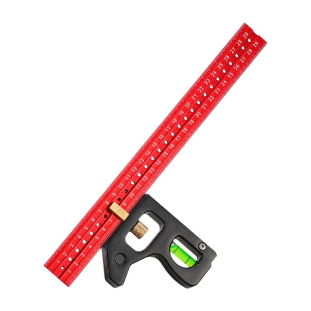 Regla de ángulos combinada para carpintería, escuadra, fácil de transportar, ángulos de 45 degree y 90 degree Longitud total de 30 cm