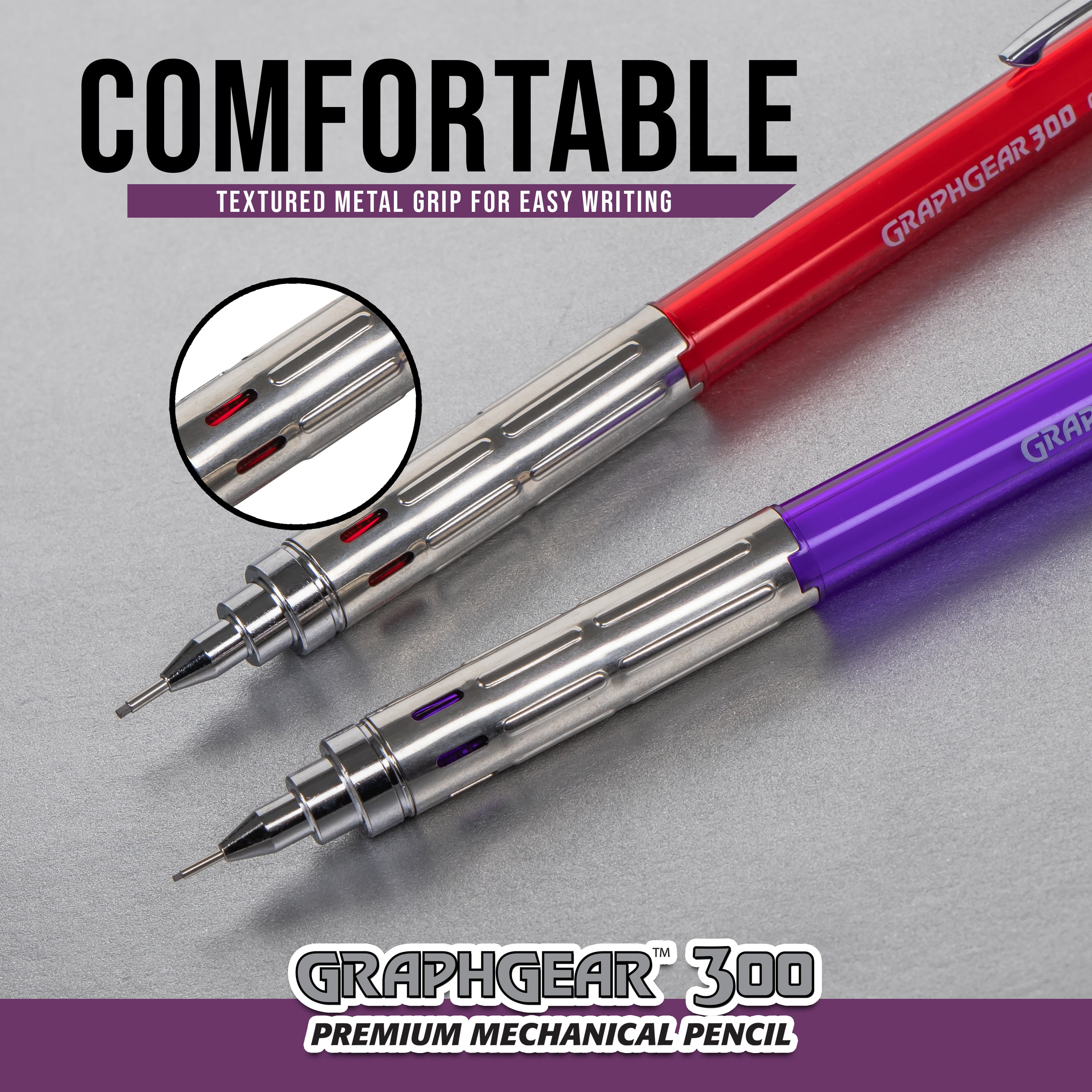 Pentel GraphGear 300 Mechanical Pencil , 0.5mm, HB Lead, 2 Count with Eraser and Refills