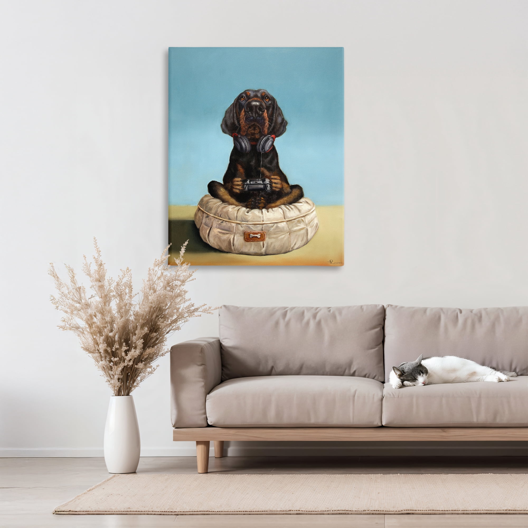 Stupell Industries Game Boy Playing Dog Canvas Wall Art, design by Lucia Heffernan
