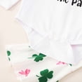 thumbnail image 3 of WOYY St. Patrick's Day Outfits for Girls Long Sleeve Romper Flared Pants Headband 3Pcs Set, Sizes 0-18 Months, 3 of 7