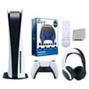 Sony Playstation 5 Disc Version (PS5 Disc) with Headset, Media Remote, Accessory Starter Kit and Cleaning Cloth Bundle