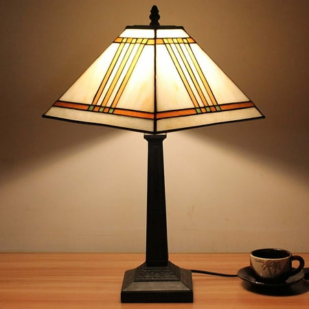 Bieye L10345 11 Inches Mission Tiffany Style Stained Glass Table Bieye L10345 11 Inches Mission Tiffany Style Stained Glass Table Lamp With Metal Base